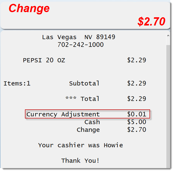 Cash Rounding Sale Transaction