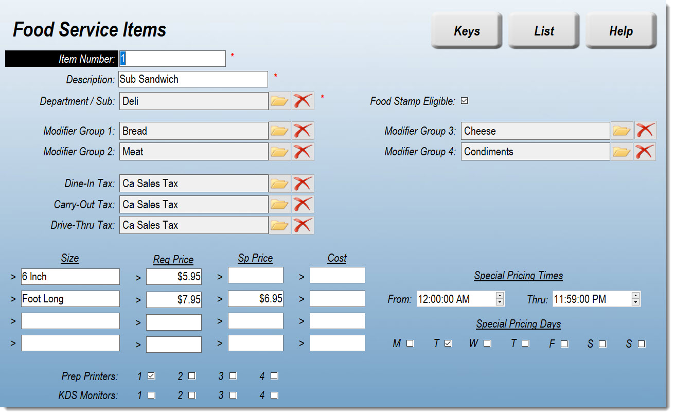 Food Service Items