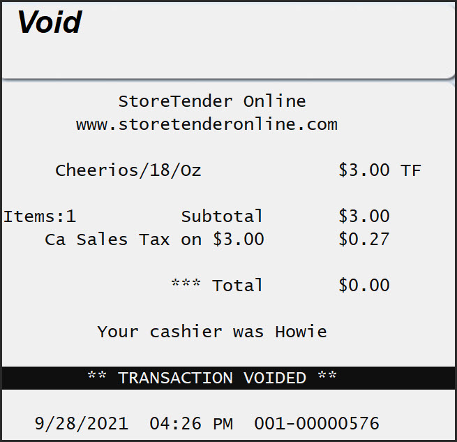 Transaction Voided