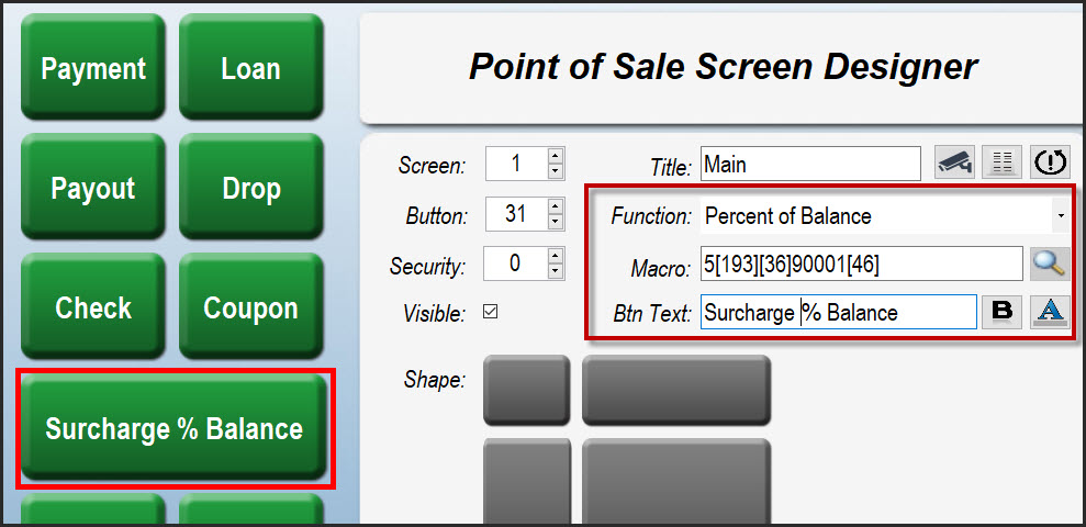 Surcharge POS Screen
