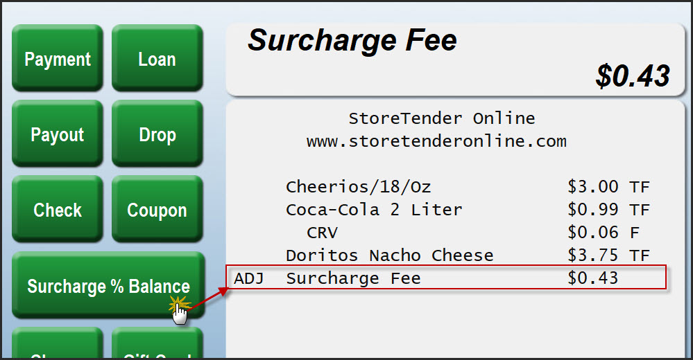 Surcharge POS Screen