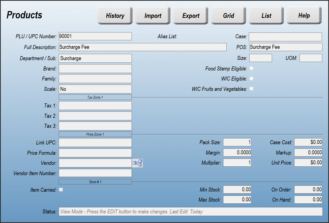 Surcharge Product