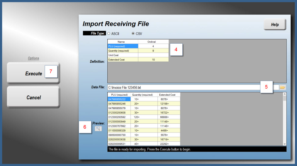 Receiving Import Step 2