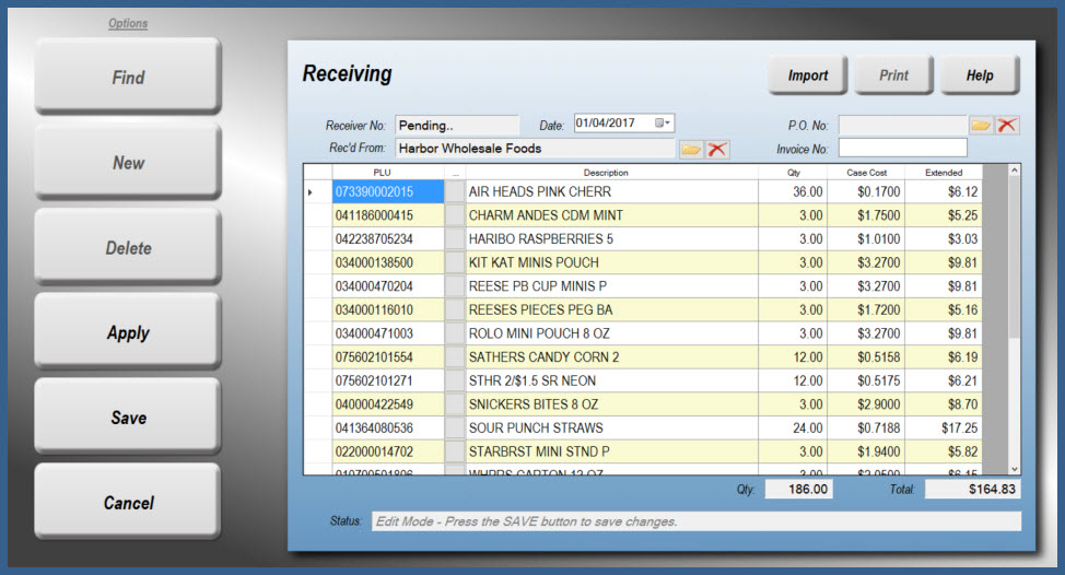 Receiving Import Step 3