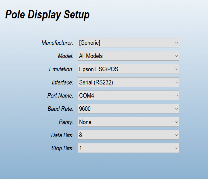 VFD Configuration Screen